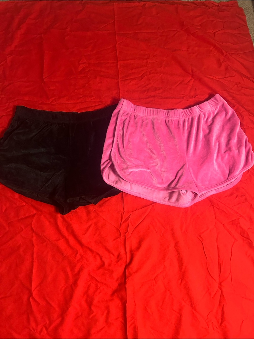 Juicy Couture Velour Lounge Shorts in Pink and Black